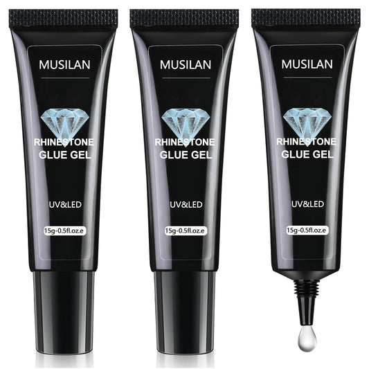 MUSILAN Nail Rhinestone Glue Gel for Nails45g Super Strong Gel Nail Glue for Nail Glitters Nail Gems Gel Nail Glue for Nail Jewels Nail Crystals Nail Decorations 3D Nail Adhesive Charms Sequins