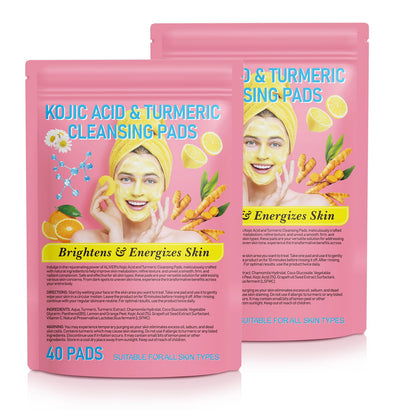 80 Compressed Facial Sponges Disposable Turmeric Cleansing Pads for Dark Spots Turmeric Kojic Acid Pads with Vitamin B5 Vitamin CTurmeric Kojic Acid Exfoliating Cleansing Pads for All Skin (40*2)