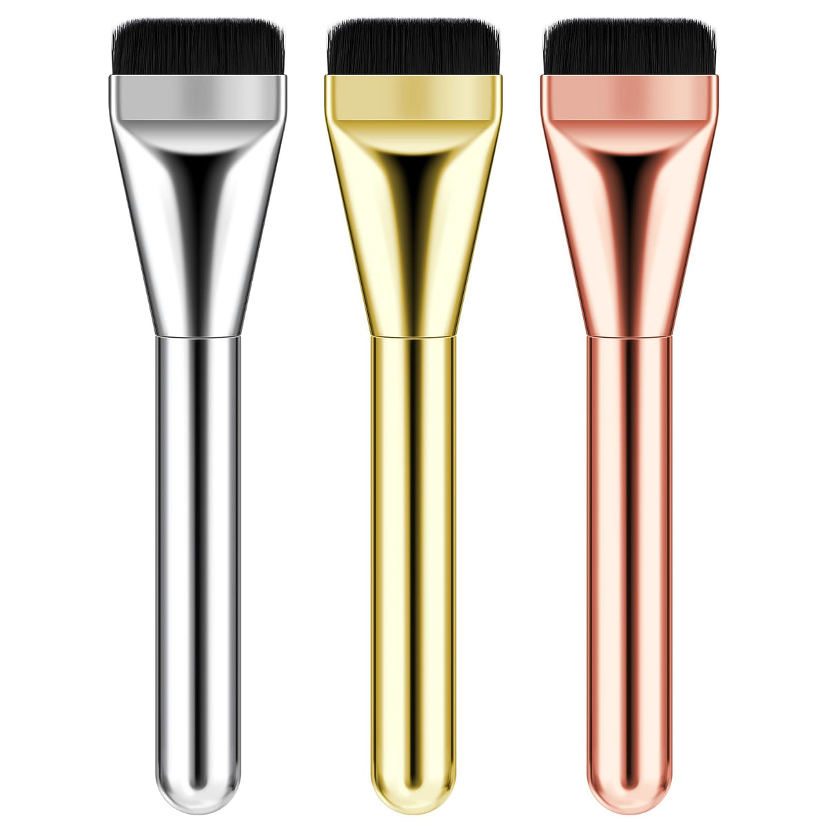 Gjinxi Thin Foundation Brush 3 Pcs Makeup Flat Brushes Ultra Blade Brush Portable Facial Brushes Cream Spatulas Tools Powders Scrubber Liquid Brush Soft Bristles Brush