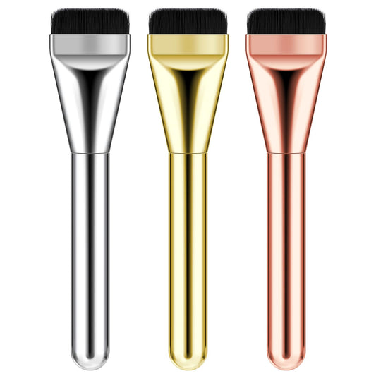 Gjinxi Thin Foundation Brush 3 Pcs Makeup Flat Brushes Ultra Blade Brush Portable Facial Brushes Cream Spatulas Tools Powders Scrubber Liquid Brush Soft Bristles Brush