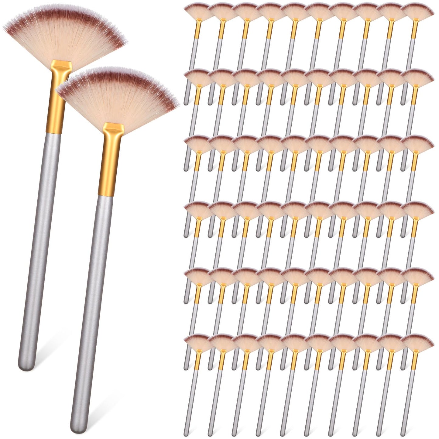 60 Pcs Fan Facial Brushes Fan Mask Brushes Soft Facial Applicator Brushes Acid Applicator Brush Cosmetic Makeup Applicator Tools for Eyeshadow Mud Cream Esthetician (Champagne Black)