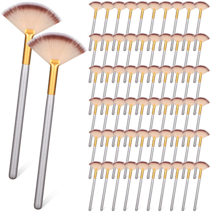 60 Pcs Fan Facial Brushes Fan Mask Brushes Soft Facial Applicator Brushes Acid Applicator Brush Cosmetic Makeup Applicator Tools for Eyeshadow Mud Cream Esthetician (Champagne Black)